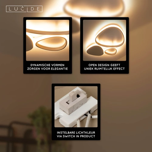 Lucide SAMLING - Plafonnière - LED Dimb. - CCT - 1x30W 2700K/4000K - Taupe - USP